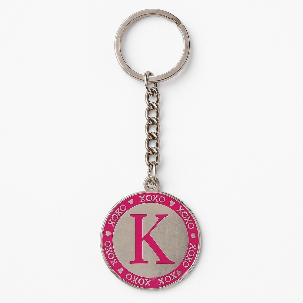 Pink and Silver K Keychain